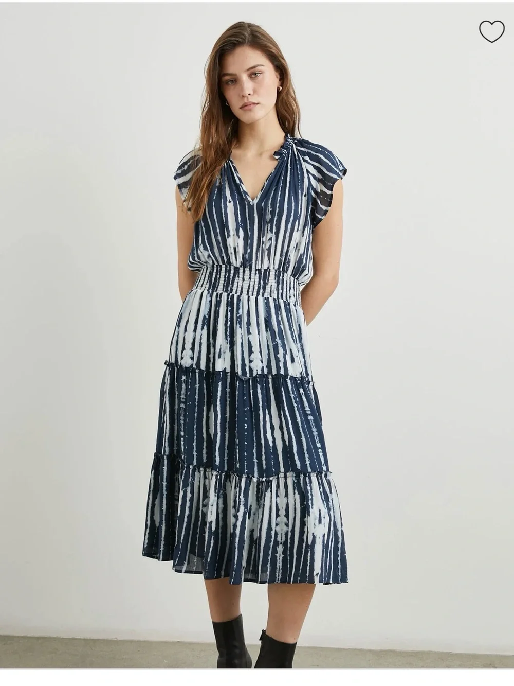 Rails Amellia Navy and White Striped Midi Dress small NEW